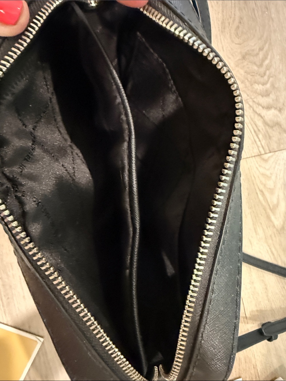 Michael Kors Black Leather Crossbody with Silver Chain Detail - Picture 6 of 8
